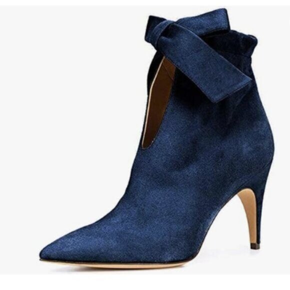 XYD Classical Pointed Toe Ankle Booties Dress Low Kitten Heels Graceful Boots - Picture 1 of 8